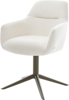 Drehstuhl Pejo-Flex Bouclé Soft Beige Fußkreuz Effektfinish Titan 360° drehbar Wippfunktion Taschenfederkern