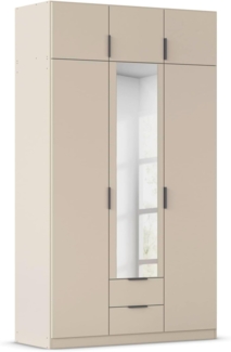 Rauch Möbel Lagoa, Kleiderschrank, Garderobe für Schlafzimmer, Kinderzimmer, Jugendzimmer 6-türig, mit Spiegel, 2 Schubladen, mit Zubehör Premium, Farbe Beige, Breite 136