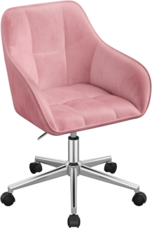 WOLTU Homeoffice Stuhl, Schreibtischstuhl, Drehstuhl, Schminkstuhl, höhenverstellbar, bis 150 kg belastbar, mit Armlehnen Samtsitz, für Schlafzimmer Büro Wohnzimmer, Rosa+Silber BS145rsw
