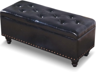 Shally Dogan Sitzhocker mit Stauraum mit Kunstlederbezug, Fußstütze für Schlafzimmer, Bank, Wohnzimmerhocker, Sofa mit Gestell und Füßen aus Holz (schwarz)