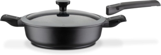 GSW Bratpfanne Easy Click, Aluminiumguss (2-tlg), incl. Glasdeckel, abnehmbarer Griff, Ø 28 cm, hoher Rand, Induktion