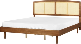 Bett mit Lattenrost VARZY 180 x 200 cm Rattan Heller Holzfarbton