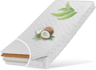 Kindermatratze 90x200 cm KOKOS mit gestepptem Aloe Vera-Bezug und zwei Härtegraden, 10 cm hoch, Babymatratze Kindermatratze 90x200 Kokos-Matratze für Babybett oder Kinderbett