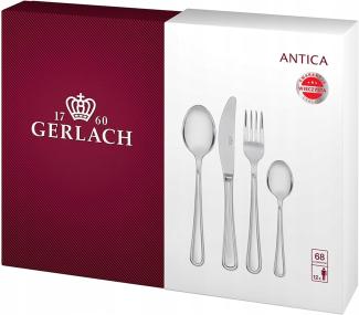 Gerlach Besteck-Set Matt Antica, Edelstahl, Silber, 50 x 37 x 10 cm, 68-Einheiten