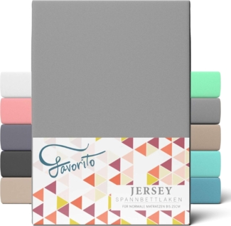 Favorito Jersey Spannbettlaken Grau 200x200 cm - 200x220 cm