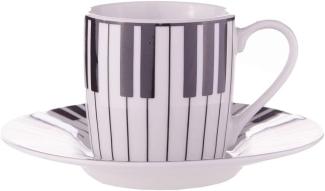 Könitz Piano Espresso, Espressotasse, Tasse, Untertasse, Kaffeetasse, Porzellan, Weiß / Schwarz, 85 ml, 11 5 053 2302