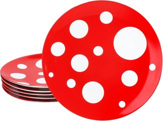 MamboCat Speiseteller 6er Set Pula rot Speiseteller Ø27cm Porzellan groß Essteller Punkte