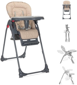 Lorelli Kinderhochstuhl Dulce Sitzhöhe verstellbar, faltbar, 5-Punkt-Gurt, Korb beige