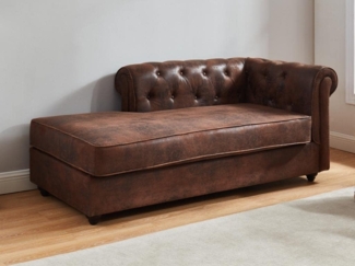 Chesterfield Recamiere Rechts SHIREL - Microfaser - Vintage Leder Look