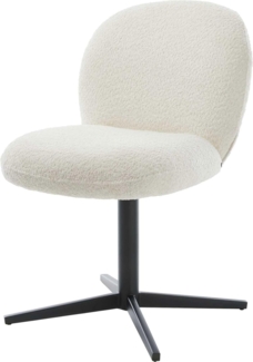 Drehstuhl Nube-Flex Bouclé Weiß Fußkreuz Schwarz 360° drehbar Taschenfederkern