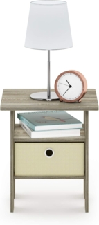 Furinno Andrey Beistelltisch Nachttisch mit Schublade, Sonoma-Eiche/Elfenbein