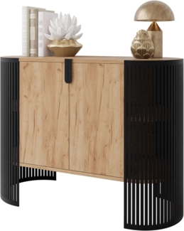 Kommode Fahugin (Farbe: Schwarz / Eiche Craft Gold)