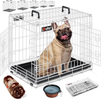 Lovpet Tiertransportbox, Hundekäfig klappbar Hundetransportkäfig Inkl. Fleecedecke