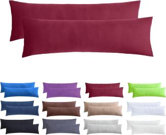 NatureMark 2er Pack Jersey Kissenbezug Kissenhülle Kissenbezüge Seitenschläferkissen Nackenkissen viele Größen und Farben ÖKO-TEX (40x145 cm (Seitenschläfer/Stillkissenbezug), Bordeaux rot)