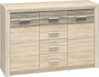 Kommode "Castel" Sideboard 138cm Sonoma Eiche hell Trüffel MDF