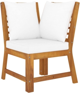 vidaXL Modular-Ecksofa mit Cremeweißen Kissen Akazie Massivholz 311840