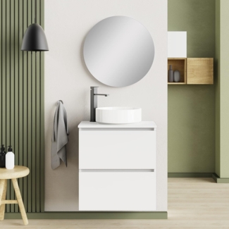 Baikal Badezimmermöbel Deva, Wandmontage, inkl. Waschbecken aus Keramik, erhältlich in 39 cm und 46 cm. Möbel montiert.