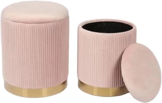 Shally Dogan Sitzsack-Set mit 2 Aufbewahrungsboxen aus Samt, modernes Design mit Metallband, geräumige runde Fußstütze, runder Hocker mit abnehmbarem Deckel und gepolsterter Sitzfläche mit hoher