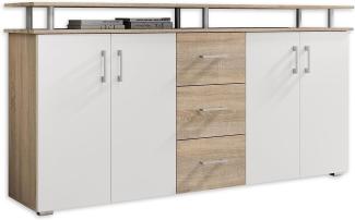 Sideboard 'Lift', Eiche Sägerau Dekor / Weiß, 180 cm breit