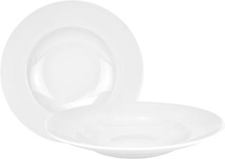 2erset Pasta Bowl 500ml Ø30cm tiefer Menüteller Nudelteller edles Porzellan klassisch weiß rund