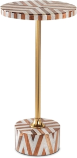 DRW Runder Beistelltisch aus Holz und goldfarbener Metallbasis, 25 x 25 x 50 cm