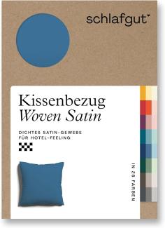 Schlafgut Woven Satin Bettwäsche | Kissenbezug einzeln 80x80 cm | blue-mid