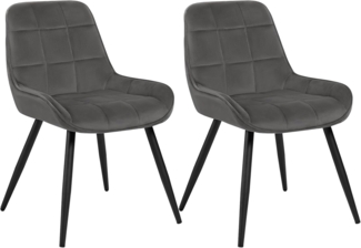 WOLTU Esszimmerstühle 2er Set, Polsterstuhl Samt, Küchenstuhl gepolstert, Akzentstuhl für Wohnzimmer Schlafzimmer Küche, ergonomischer Stuhl mit Rückenlehne, Dunkelgrau, BH331dgr-2
