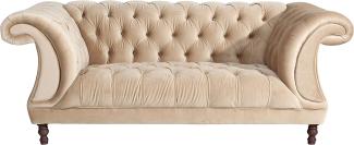 Ivette Sofa 2-Sitzer Samtvelours Sand Buche Nussbaumfarben