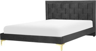 Doppelbett Samtstoff schwarz Lattenrost 140 x 200 cm LIMOUX