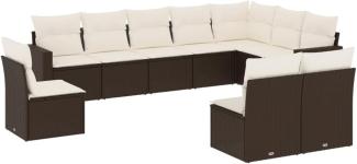 vidaXL 10-tlg. Garten-Sofagarnitur mit Kissen Braun Poly Rattan 3251450