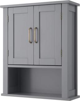 Teamson Home Mercer Holz Badezimmermöbel Wand Medizinschrank Mit Offenem Regal Grau EHF-F0019