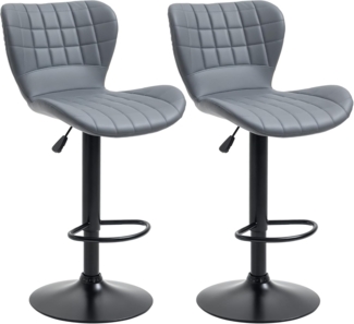 HOMCOM Barhocker Küchenhocker Drehstuhl mit Rückenlehne für Küche (Tresenhocker, 2 St, Küchenhocker), für Wohnzimmer, Grau