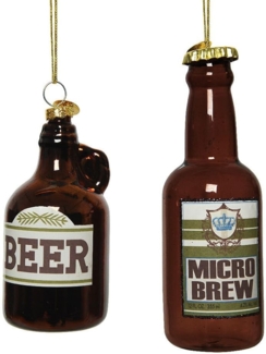 Christbaumschmuck Bier 2-teilig Weihnachtsbaumschmuck Bierflasche Echt Glas