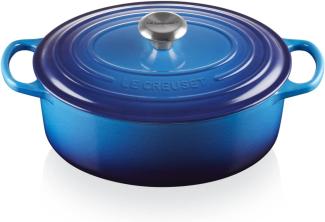 Le Creuset Bräter 'Signature' , Gusseisen , Oval, für alle Herdarten und Induktion geeignet, Azure, 29,0 cm