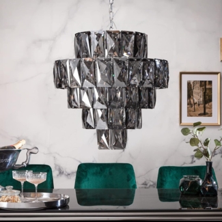 riess-ambiente Kronleuchter KRISTALL 50cm edel-grau, ohne Leuchtmittel, Hängelampe · Wohnzimmer · Deckenleuchter · Schlafzimmer · Retro