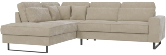 S-Style Möbel Ecksofa Ember mit Ottomane und Schwarz Metall Füßen in Samt-Stoff, Ottomane links oder rechts bestellbar, mit Wellenfederung