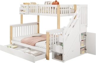 Odikalo Kinderbett Etagenbett Doppelbett Ablagekorb Schublade Treppenschrank 90/140*200cm