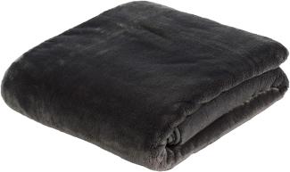 Premium Cashmere Kuscheldecke Tagesdecke Wohndecke 180 x 220 cm - Anthrazit