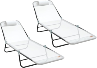 vidaXL Klappbare Sonnenliegen 2 Stück mit Kopfstütze Creme Textilene 42003157