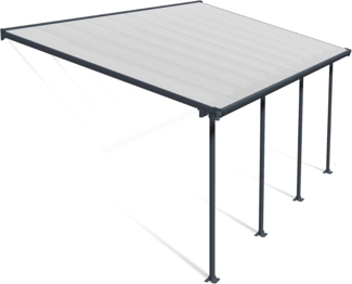 Canopia by Palram Terrassenüberdachung Alu Feria 3X6.10 Polycarbonat Hohlkammerplatten Pergola 610x300 cm Grau zur Überdachung ihrer Terrasse