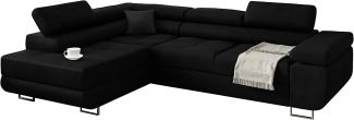 Kreative Furniture & Design Ecksofa Miami mit schlaffunktion und bettkasten, Wohnzimmer ecksofa, in L-Form (Links Ottoman)(Hochwertiger Stoff) (Marineblau), 272x203, MiamiMonL02
