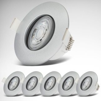 B.K.Licht - 6er Set LED Einbaustrahler 230V, Schwenkbare LED Strahler für das Badezimmer IP65, Deckenstrahler, Spots, Deckenspots, Badezimmerlampe, 9x4,2 cm (DxH), Chrom-Matt