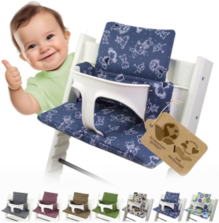 BambiniWelt Sitzkissen Auflage für Stokke 'Tripp Trapp' Hochstuhl, 2-teilig, Marine W. (Figuren)