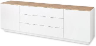 CORE TV-Sideboard in Weiß, Artisan Eiche Optik - Moderner Fernsehschrank mit Schubladen und viel Stauraum - 240 x 77 x 44 cm (B/H/T)