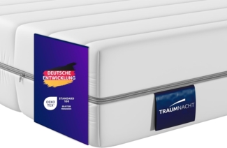 Traumnacht Basis orthopädische 7-Zonen Kaltschaummatratze für alle Schlaftypen, Härtegrad 4 (H4 - fest), 90x200 cm, weiß, Öko-Tex zertifiziert, produziert nach deutschem Qualitätsstandard