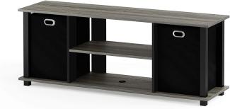 Furinno Econ TV Schrank/Entertainment Center mit 2 Einschüben, holz, Französische Eiche Grau/Schwarz/Schwarz, 29. 72x105. 92x40. 13 cm