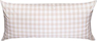 Bettwaesche-mit-Stil Mako-Batist Landhaus Bettwäsche „Oslo“ Karo beige Kissen 40x80