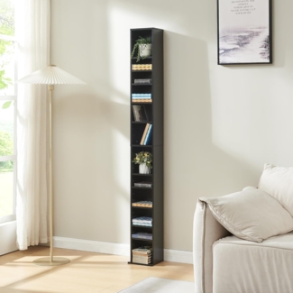 CD Regal Tynset 175x20x20 cm mit 12 Fächern Schwarz [en. casa]
