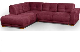 Cavadore Schlafsofa Modeo, mit Federkern, Sofa in L-Form mit Schlaffunktion im modernen Landhausstil, Holzfüße, 261 x 77 x 214, Lederoptik, rot