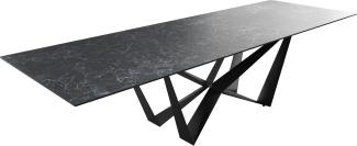 Esstisch Edge 300x100cmKeramik Laminam®Nero Greco Anthrazit Mittelfuß Flachstahl Schwarz